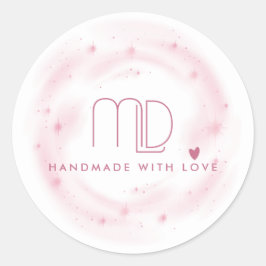 BLUSH ROZE WATERVERF STAR CIRCLE HOLLOW LOGO RONDE STICKER