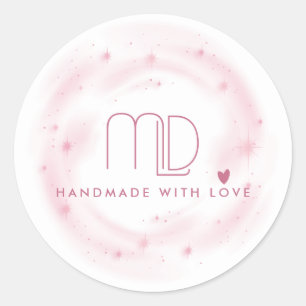 BLUSH ROZE WATERVERF STAR CIRCLE HOLLOW LOGO RONDE STICKER