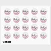 Blush roze Waterverf streken bruiloft dank u Ronde Sticker (Vel)