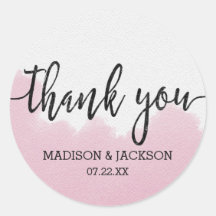 Blush roze Waterverf streken bruiloft dank u