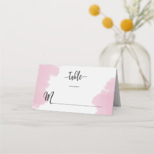 Blush roze Waterverf streken Modern tafelnummer Plaatskaartje