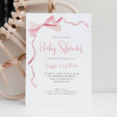 Blush roze Waterverf strik lint meisje Baby shower Kaart