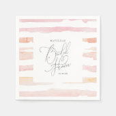 Blush roze waterverf stripe Vrijgezellenfeest Servet (Voorkant)