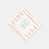Blush roze waterverf stripe Vrijgezellenfeest Servet (Hoek)
