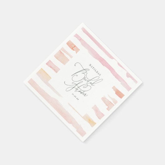 Blush roze waterverf stripe Vrijgezellenfeest Servet (Hoek)