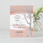 Blush roze Waterverf tijdens winterbomen bruiloft Kaart (Staand voorkant)