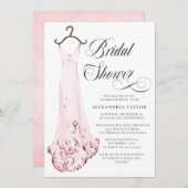 Blush Roze Waterverf Trouwjurk Vrijgezellenfeest Kaart (Voorkant / Achterkant)