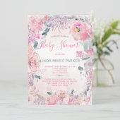 Blush roze waterverf tuin rozen baby shower kaart (Staand voorkant)