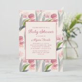 Blush roze Waterverf ventilatorlades Baby shower Kaart (Staand voorkant)