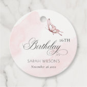 Blush roze Waterverf vlinder elke dag Bedankjes Labels (Voorkant)