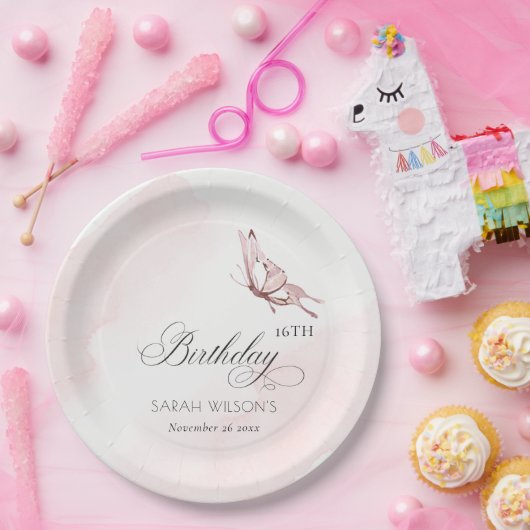 Blush roze Waterverf vlinder elke dag Papieren Bordje (Feest)