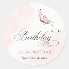 Blush roze Waterverf vlinder elke dag Ronde Sticker