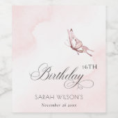 Blush roze Waterverf vlinder elke dag Wijn Etiket (Enkel label)