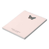 Blush Roze Waterverf Vlinder Logo Notitieblok (Linkerzijde)