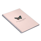  Blush Roze Waterverf Vlinder Logo Notitieboek (Rechterzijde)
