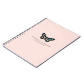  Blush Roze Waterverf Vlinder Logo Notitieboek (Linkerzijde)