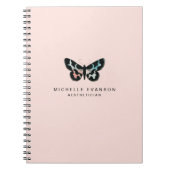  Blush Roze Waterverf Vlinder Logo Notitieboek (Voorkant)