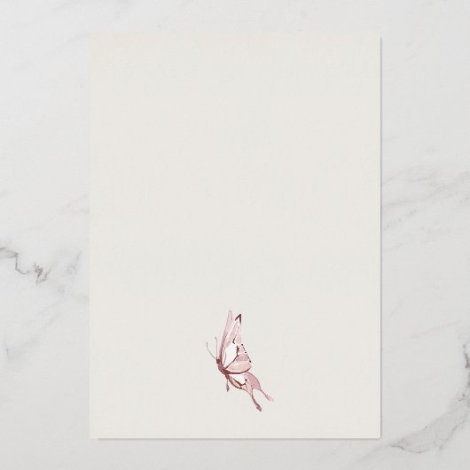 Blush Roze Waterverf Vlinder Vrijgezellenfeest Folie Uitnodiging (Achterkant)