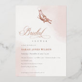 Blush Roze Waterverf Vlinder Vrijgezellenfeest Folie Uitnodiging (Voorkant)