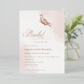 Blush Roze Waterverf Vlinder Vrijgezellenfeest Folie Uitnodiging (Staand Voorkant)