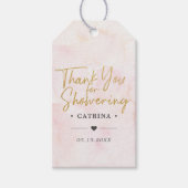 Blush Roze Waterverf Vrijgezellenfeest Bedankt Gif Cadeaulabel (Voorkant)