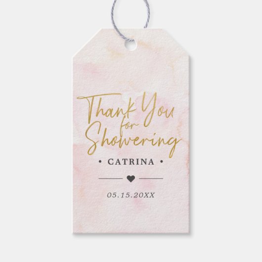 Blush Roze Waterverf Vrijgezellenfeest Bedankt Gif Cadeaulabel (Voorkant)