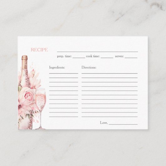 Blush Roze Waterverf Vrijgezellenfeest Recept Aanv Informatiekaartje (Achterkant)