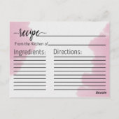 Blush Roze Waterverf Vrijgezellenfeest Recept Kaar Briefkaart (Achterkant)