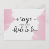 Blush Roze Waterverf Vrijgezellenfeest Recept Kaar Briefkaart (Voorkant)