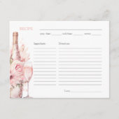 Blush Roze Waterverf Vrijgezellenfeest Recept Kaar Informatiekaartje (Voorkant)