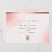 Blush Roze Waterverf Was de datum opslaan Save The Date (Voorkant / Achterkant)