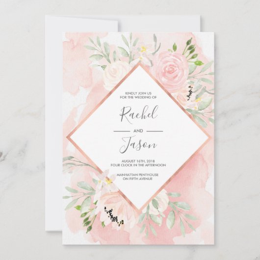 Blush roze Waterverf Weddenschap Kaart (Voorkant)
