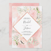 Blush roze Waterverf Weddenschap Kaart (Voorkant / Achterkant)