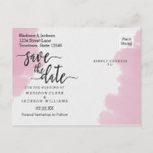 Blush roze Waterverf Weddenschap Opslaan Datum Aankondigingskaart (Achterkant)