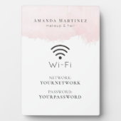 Blush roze Waterverf Wi-Fi Sign Plaque Fotoplaat (voorkant)