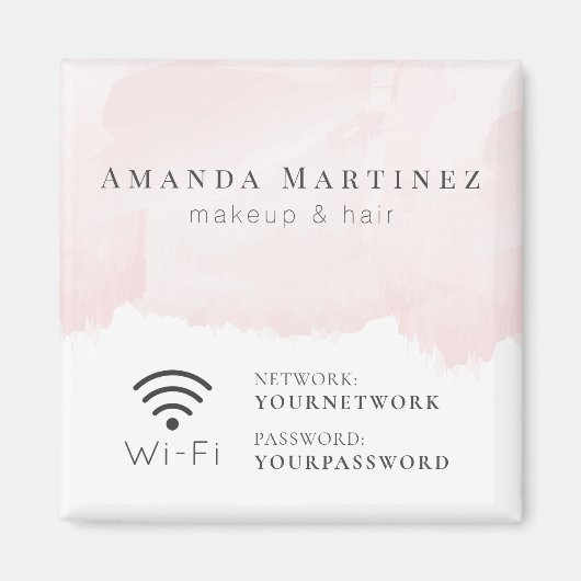 Blush roze Waterverf Wi-Fi-teken Magneet (Voorkant)