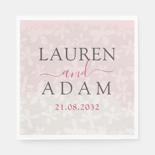 Blush Roze Waterverf Wildflower Wedding Servet (Voorkant)