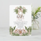 Blush Roze Waterverf Winter Floral Baby shower Kaart (Staand voorkant)