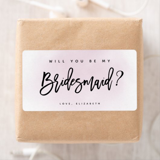 Blush roze Waterverf zal je mijn Bridesmaid zijn Etiket (Insitu)