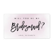 Blush roze Waterverf zal je mijn Bridesmaid zijn Etiket (Voorkant)