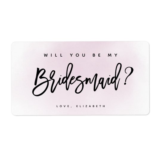 Blush roze Waterverf zal je mijn Bridesmaid zijn Etiket (Voorkant)