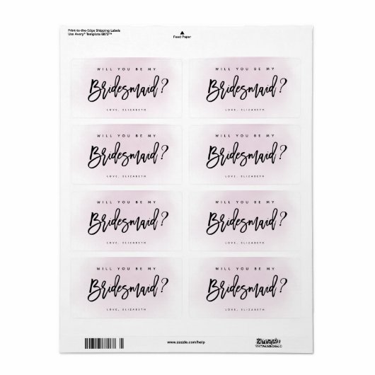 Blush roze Waterverf zal je mijn Bridesmaid zijn Etiket (Full Sheet)