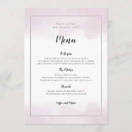 Blush Roze Waterverven Zwart Script Bruiloft Menu