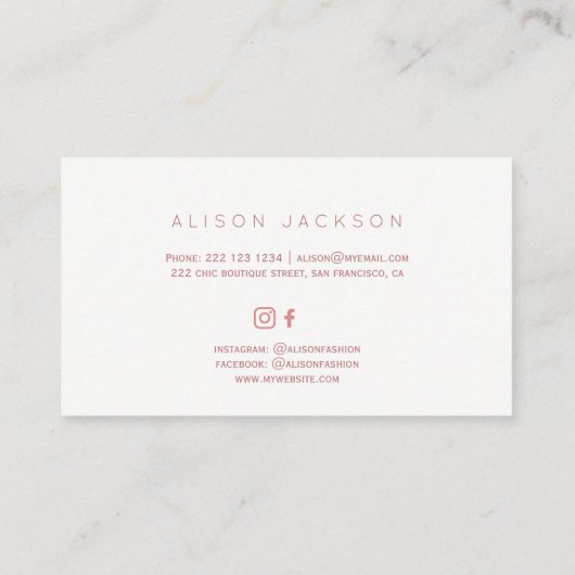 Blush roze weide bloemenkrans mode designer visitekaartje (Achterkant)