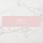 Blush roze welkomstbriefing aangepast huwelijk waterfles etiket (Enkel label)