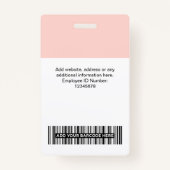 Blush Roze werknemer Naam Bedrijfs Logo Label Badge (Achterkant)
