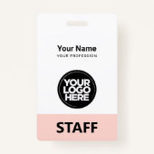 Blush Roze werknemer Naam Bedrijfs Logo Label Badge (Voorkant)