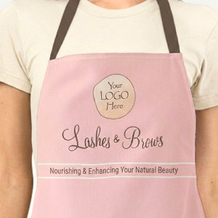 Blush Roze Werknemersnaam Zakelijk Logo Wimpers Schort