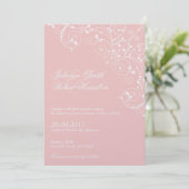 Blush Roze wervelingen bruiloft uitnodiging (Staand voorkant)