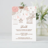 Blush roze whimsical Birdcages Details Kaart (Staand voorkant)